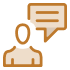 Icon illustration of a person with a chat bubble